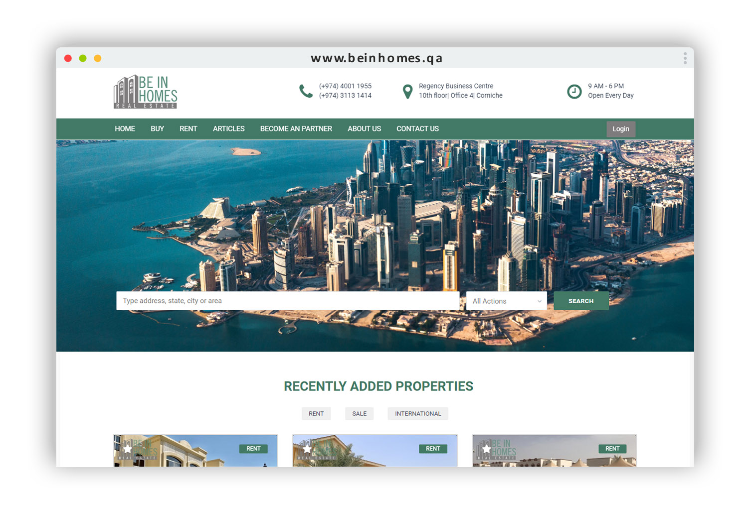 beinhomes qatar real estate website design